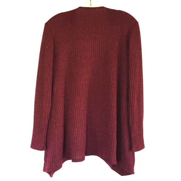 Elegantees Burgundy Ribbed Open Cardigan Devoted Collaboration Small - Picture 8 of 10